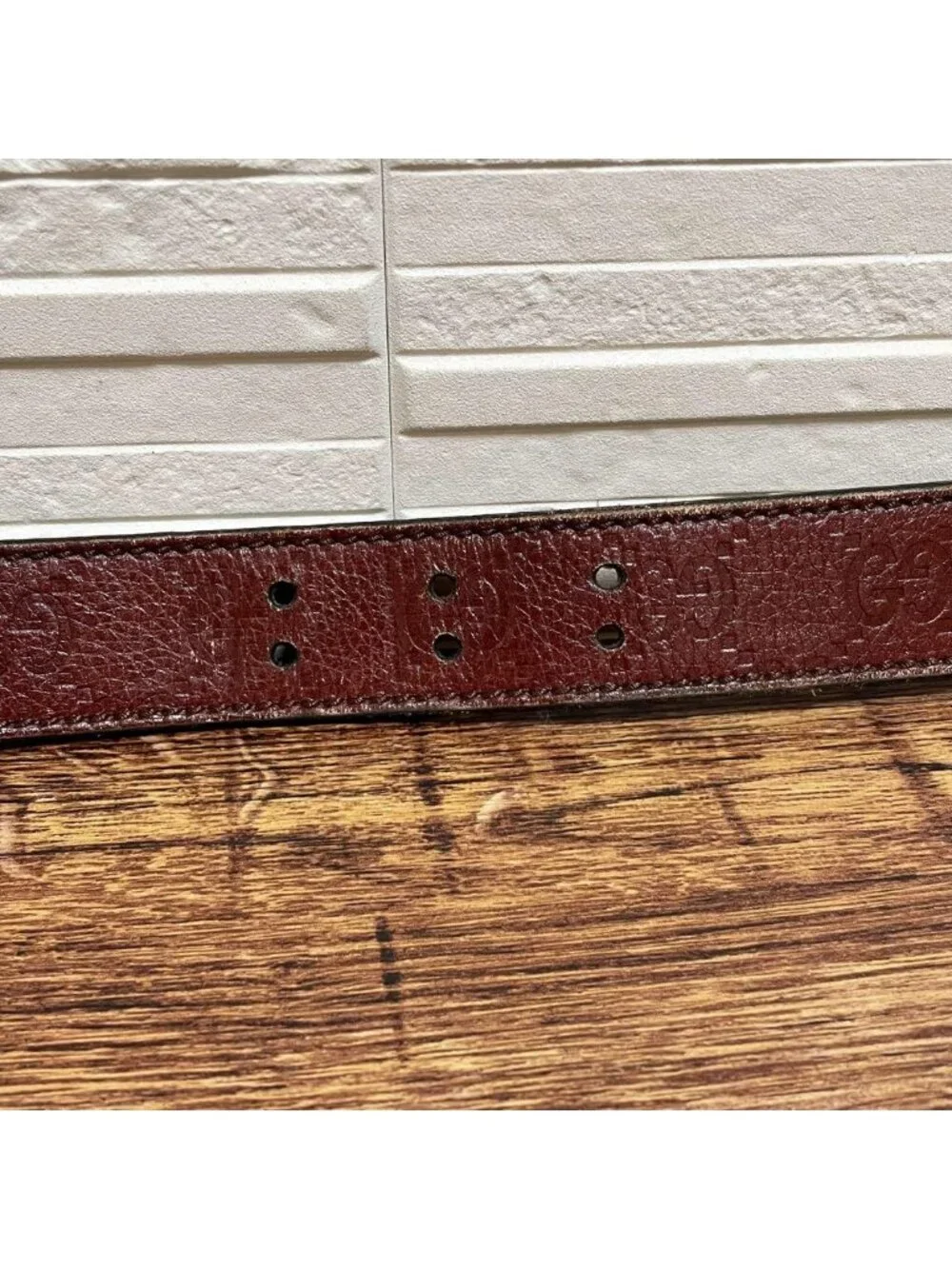 Gucci GG Guccissima Buckle Belt Gold Leather Bordeaux